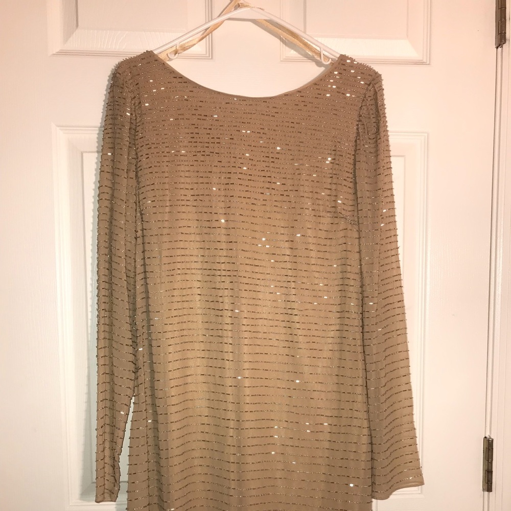Aidan Mattox Gold cocktail Cowl back Mini Dress